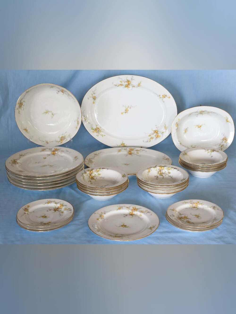 Beautiful Antique Elite Works Limoges France LIM48 Yellow Rose Dinnerware Set